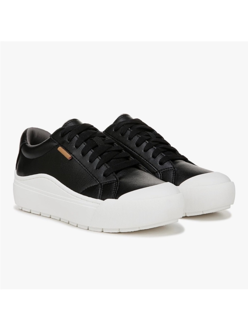 Dr. Scholl's Black Leather Platform Sneaker with Cream Sole sz6 women